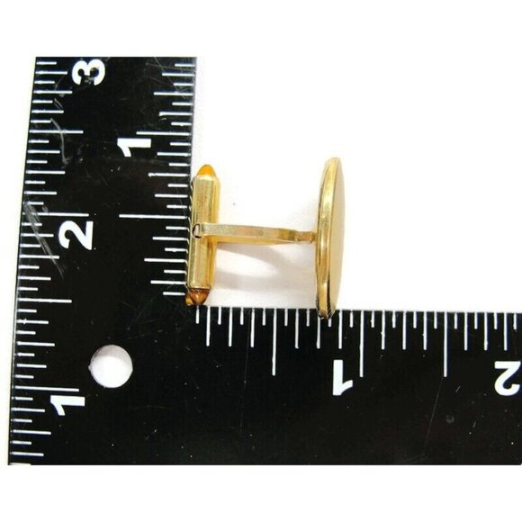 "50" Monogram Krementz 14K Gold Overlay Oval Vtg Cufflinks Orange Tip Tux IOB - Picture 9 of 12